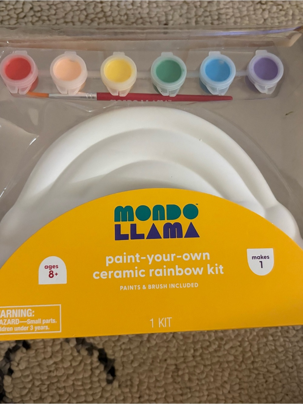 MONDO LLAMA Paint-Your-Own Ceramic Rainbow Kit - White with Multicolor Paints